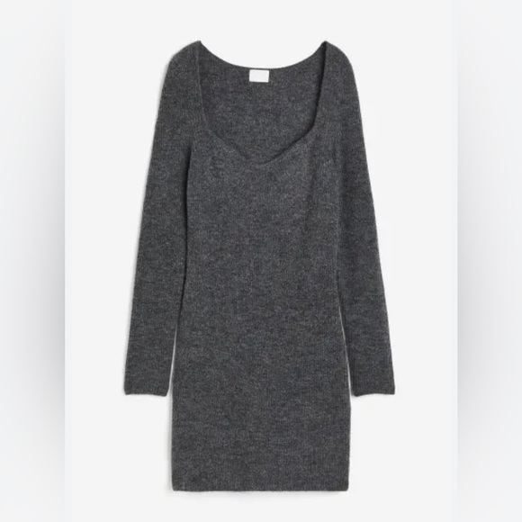 H&M dark grey rib knit dress size S - Picture 1 of 3